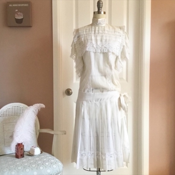 60s Vintage Edwardian Lace Top - Picture 2 of 8